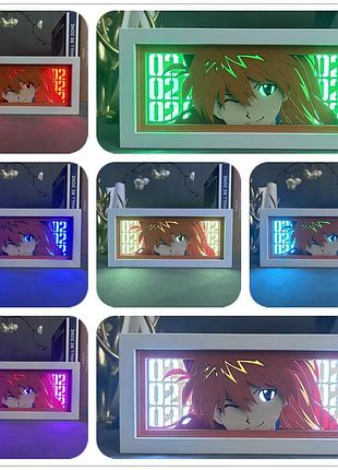 Многослойный ночник лампа аниме asuka langley evangelion светильник аска лэнгли сорью евангелион ленгли rgb