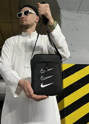 Nike борсетка oxford 1000d черная новинка на 2 отделения с карманом