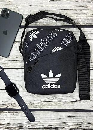 Сумка барсетка adidas oxford 1000d адидас черная для мужчин и женщин через плечо