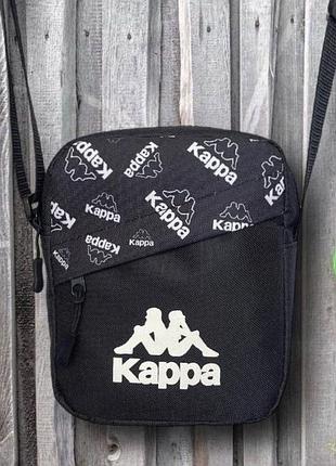 Барсетка kappa сумка каппа черная из прочного материала для мужчин на каждый день