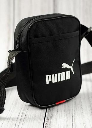 Барсетка puma сумка пума чорна з матеріалу оксфорд для повсякденного використання.