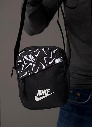 Компактная барсетка nike сумка найк из оксфорда черная для активного отдыхаи и путешествий