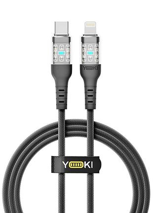 Кабель для зарядки та обміну даними usb yoki yk-cy23 cyber series type-c to lightning 30w (3a/10v) 1.2m чорний