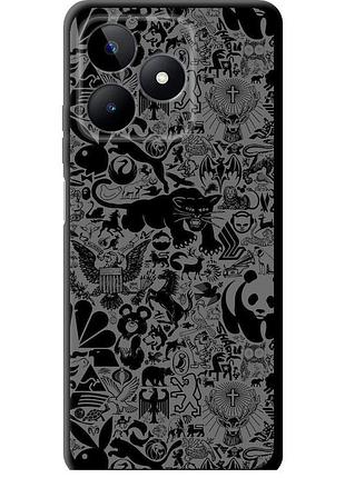 Чехол tpu на телефон realme note 50 чёрно-серый стикер бомбинг "2432b-3752-58250"