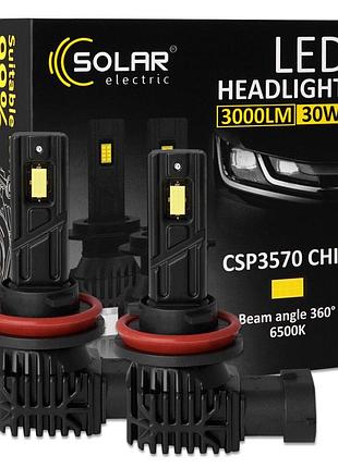 Автолампа solar led h8-h11-h16 12v 30w 3000lm 6500k csp3570 2шт