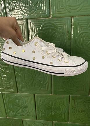 Кеды кроссовки конверсы converse кожа оригинал 37 37,5 новые красивые  белые