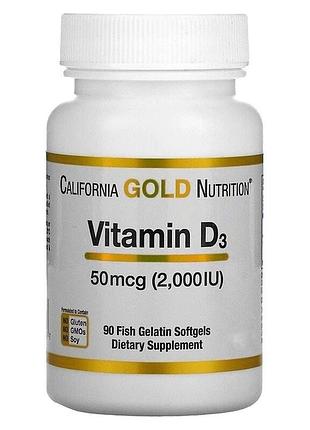 Витамин d3, california gold nutrition vitamin d3, 2000 ме, 90 капсул (254987)