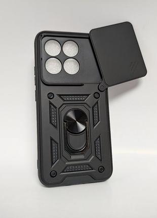 Чехол для xiaomi 15t / сяоми 15т camera slide, противоударный, tpu, с кольцом-держателем, черный
