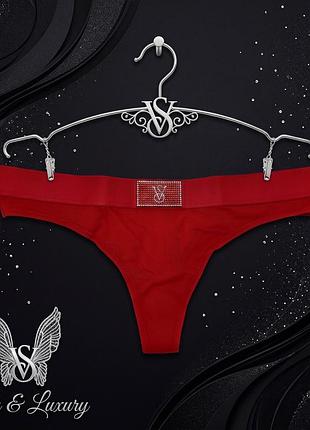 Жіночі трусики тонг стрінги з патчем зі стразами victorias secret, вікторія сікрет