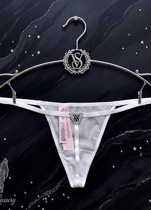 Белые женские трусики стринги со стразами. премиум коллекция victorias secret виктория сикрет оригинал