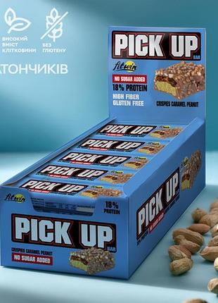 Блок батончиков fitwin pick up bar crispies caramel peanut - криспы, карамель и арахис 45 грамм 20 шт (без сахара)(33651160)