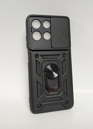 Чехол motorola g57 power / моторола г57 павер, camera slide, противоударный, с защитной шторкой и кольцом-держателем, черный