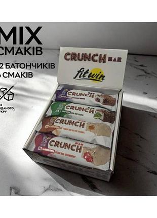 Блок батончиков fitwin crunch bar 25% mix из разных вкусов, 12шт по 50 грамм(без сахара)(53224110)