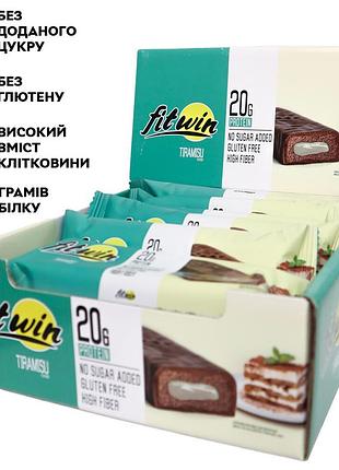 Блок батончиков fitwin protein bar 33%, 12 шт x60 грамм тирамису (без сахара(53654355)