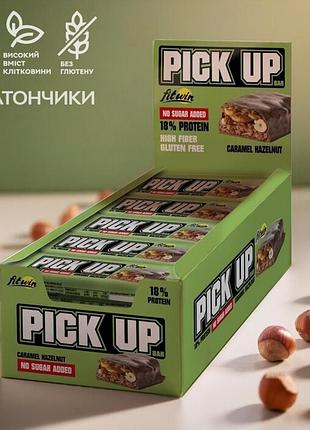 Блок батончиков fitwin pick up bar caramel hazelnut – карамель и фундук 45 грамм 24 шт (без сахара)(33651173)