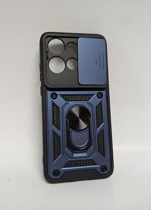 Чехол motorola edge 50 neo / моторола эдж 50 нео , camera slide, противоударный, с защитной шторкой и кольцом-держателем, черный