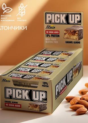 Блок батончиков fitwin pick up bar caramel almond – карамель и миндаль 45 грамм 24 шт (без сахара)(3365165473)