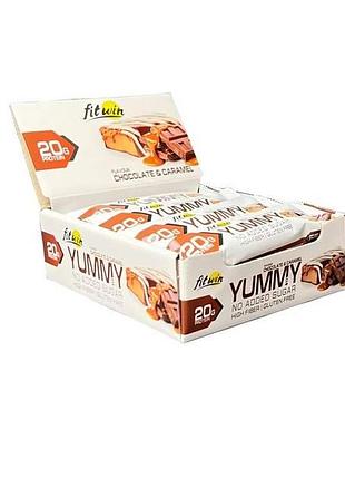 Блок батончиків fitwin yummy bar 36% без цукру, 12*55 грамів — шоколад-карамель (56477225)