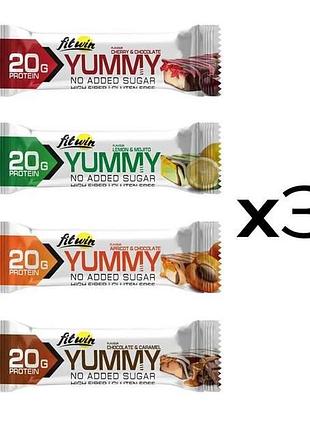 Блок батончиків fitwin yummy bar 36% без цукру, 12*55 грамів — мікс смаків (5647737)