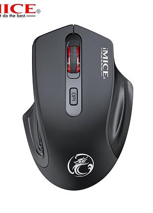 Мышка беспроводная игровая imice black с аккумулятором и led подсветкой, геймерская мышка для ноутбука