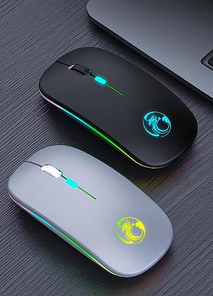 Мышка беспроводная игровая imice black с аккумулятором и led подсветкой, геймерская мышка для ноутбука черная
