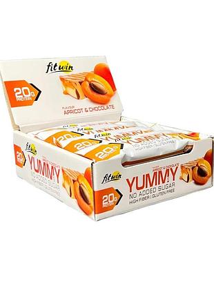 Блок батончиків fitwin yummy bar 36% без цукру, 12*55 грамів — шоколад-абрикос (56477762)