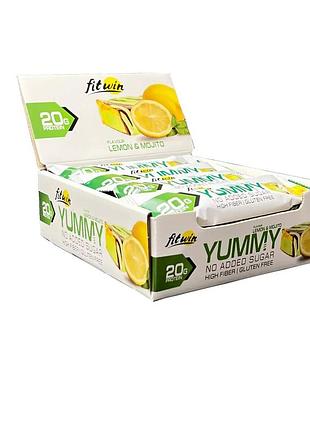 Блок батончиків fitwin yummy bar 36% без цукру, 12*55 грамів — лимон-мохіто (56477331)
