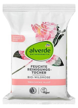 Влажные салфетки alverde naturkosmetik с органическим шиповником, 25 шт