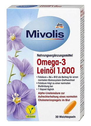 Олія льону mivolis omega-3 1000 мг, 30 капсул, від dm