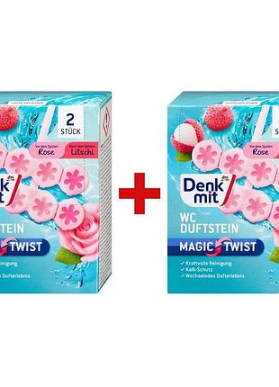 Туалетный блок denkmit magic twist, 2 упаковки по 2 шт. – двойной запас аромата.