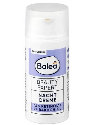 Ночной крем balea nachtcreme beauty expert с ретинолом 0,3%, 2% бакучиола, 30 мл