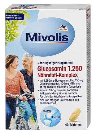 Глюкозамин хондроитин mivolis glucosamin 1250 nutrient complex для опорно-двигательного аппарата в капсулах, 40 шт от dm