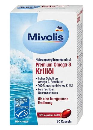 Омега-3 олія кріля, капсули mivolis 60 штук, 45 г, від dm