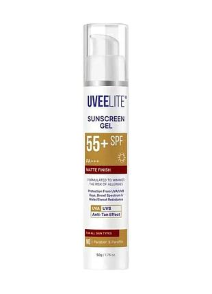Гель сонцезахисний uveelite sunscreen gel, spf 55+ pa+++, 50 г
