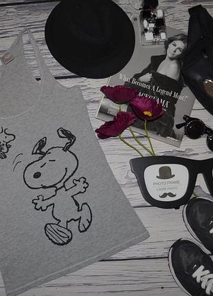 S h&m фірмова натуральна яскрава жіноча майка маєчка снупі snoopy