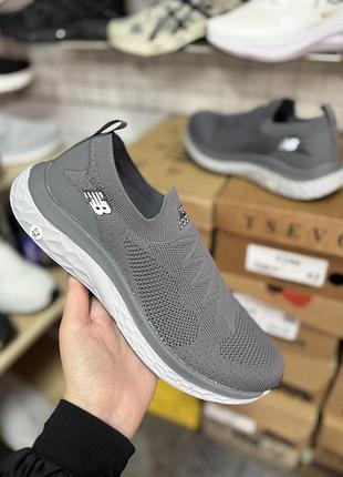 Мокасини чоловічі new balance без шнурків на резинці весна літо графітові