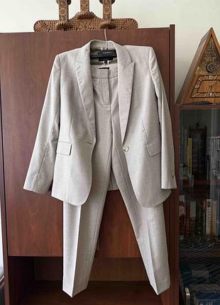 Massimo dutti женский брючный костюм двойка 100% шерсть