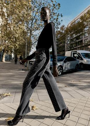 Джинси zara прямі зі стразами 34, 36,38, 42 розмір