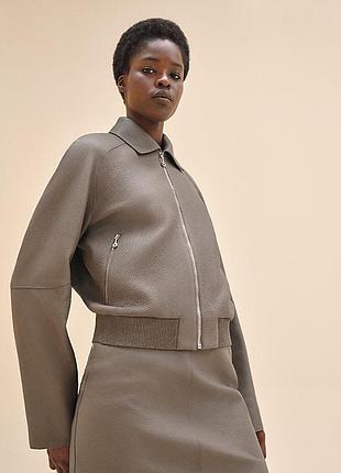 Куртка кожаная эрме hermes бежевая