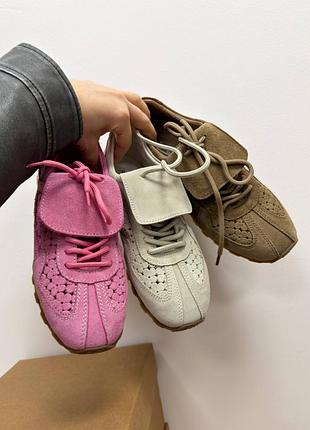 Кеды в современном стиле TM️ lli shoes, натуральная замша с перфорацией