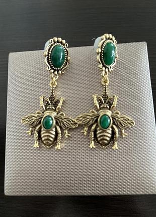 Серьги пчелы  длинные с камнями