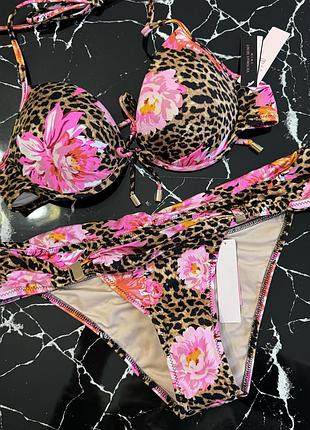 Леопардовий купальник victoria’s secret оригінал 34б 75б плавки с