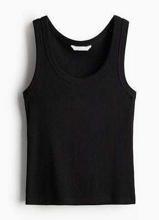 Чорна майка в рубчик h&m