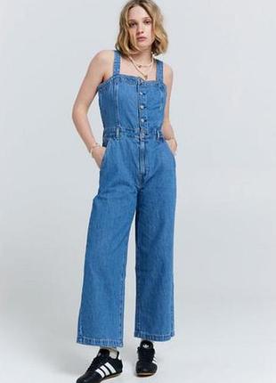 Щільний джинсовий комбінезон з широкими штанами co oversize👍👖😊