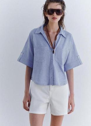 Рубашка из смесовой ткани льна zara