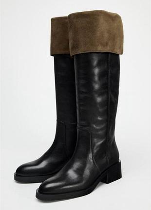 Шкіряні чоботи zara
