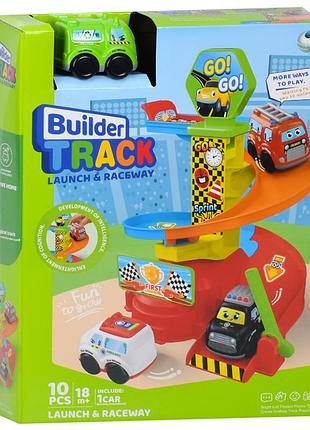 Детский игровой гараж-автотрек 099-1(green) машинка 7,5 см, 10 деталей