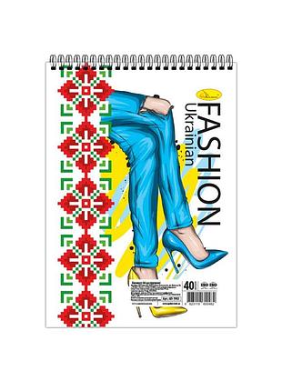 Блокнот "fashion ukrainian" а6 ап-1907-3, 40 листов, пружина сверху