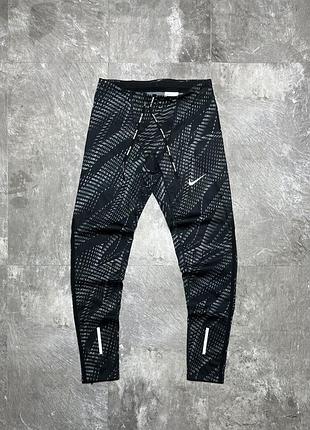Жіночі спортивні лосіни nike найк легінси тайци для бігу фітнесу тренувань оригінал nike running dri-fit чорні з принтом рефлектив розмір m