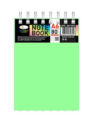 Блокнот а6 в-бп6-80(light-green) 80 аркушів, пружина зверху